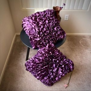 Set of 2 Surya Prom Purple Ruffled Pillow 20x20x4, Down Fill